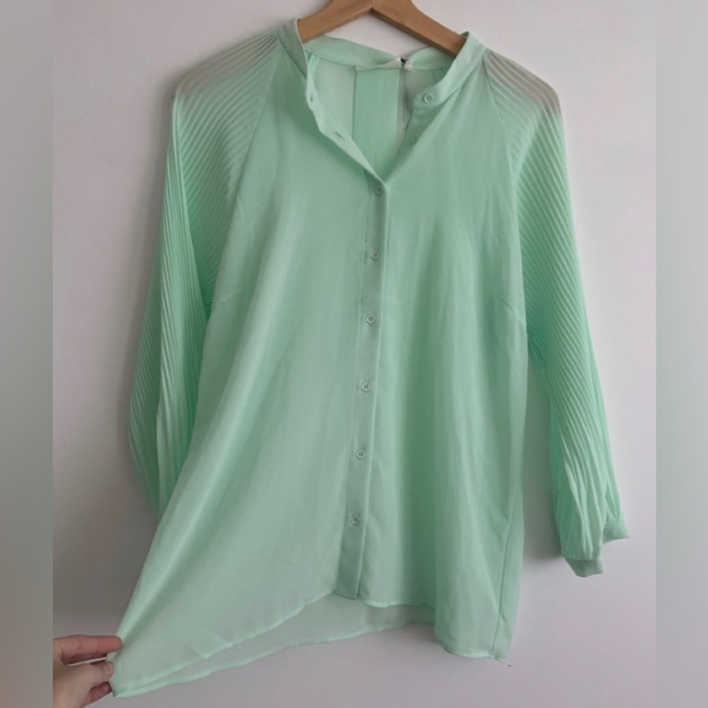 InWear | Green Button Front Blouse Size 12 - Picture 3 of 9